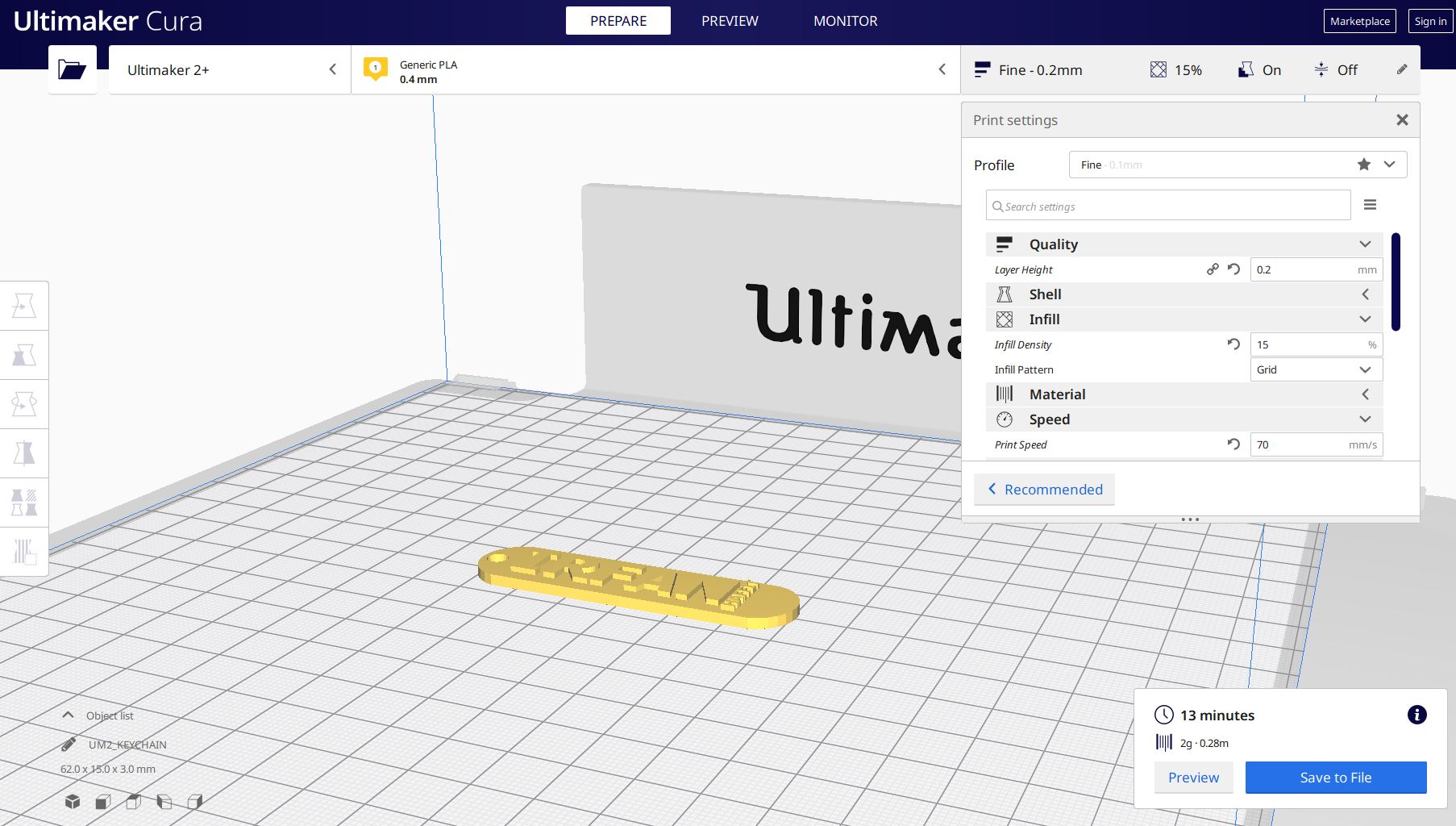 keychain cura